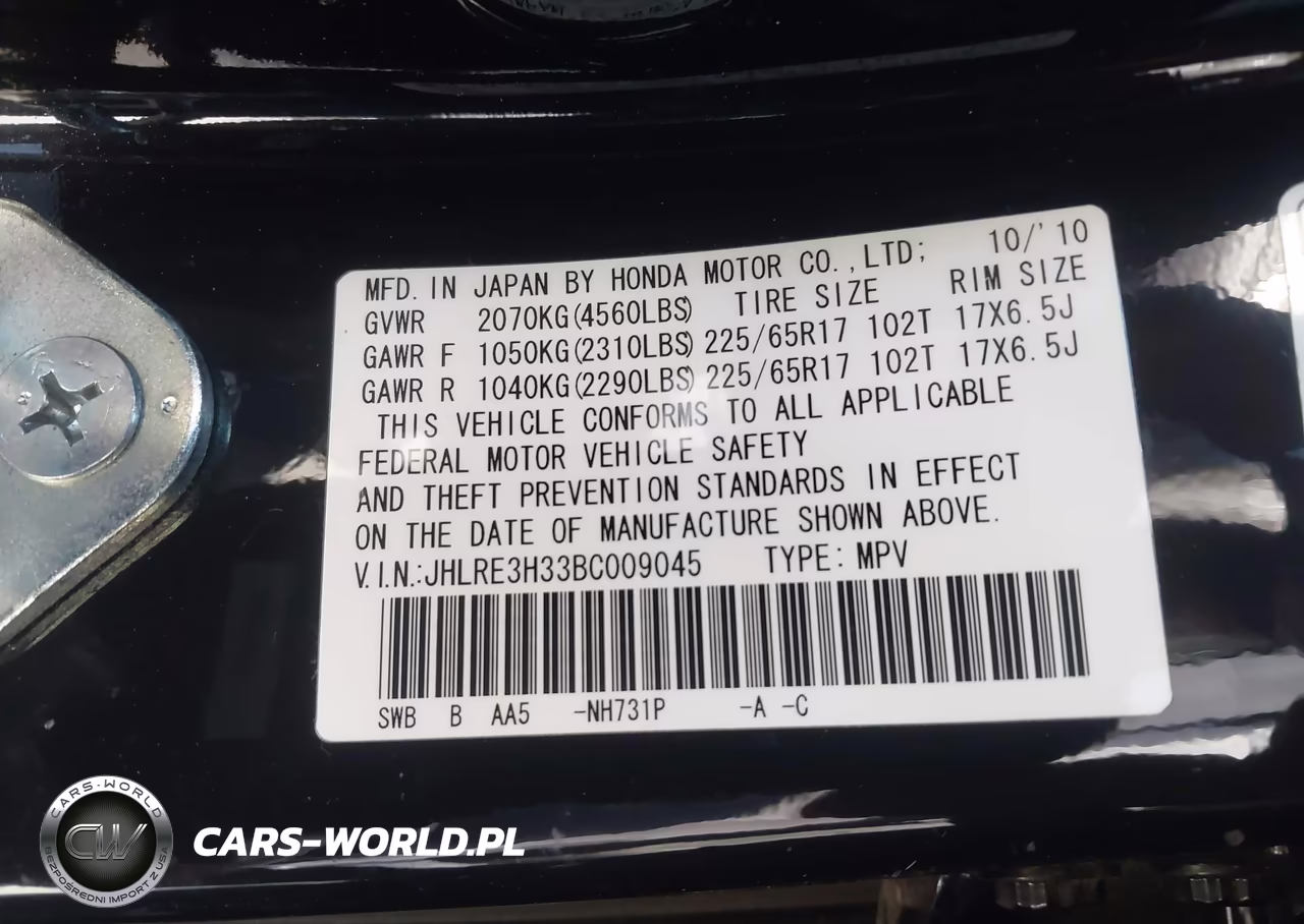 2011 Honda Cr-V Lx VIN:JHLRE3H33BC009045 - 9