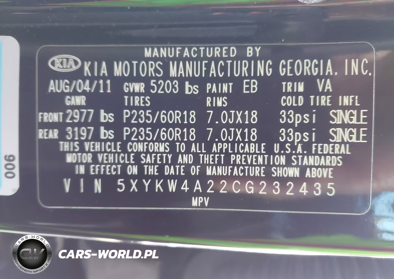 2012 Kia Sorento Sx V6 VIN:5XYKW4A22CG232435 - 9