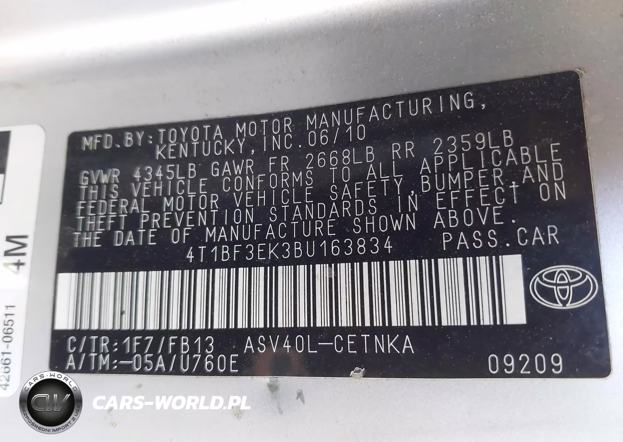 2011 Toyota Camry Le VIN:4T1BF3EK3BU163834 - 9