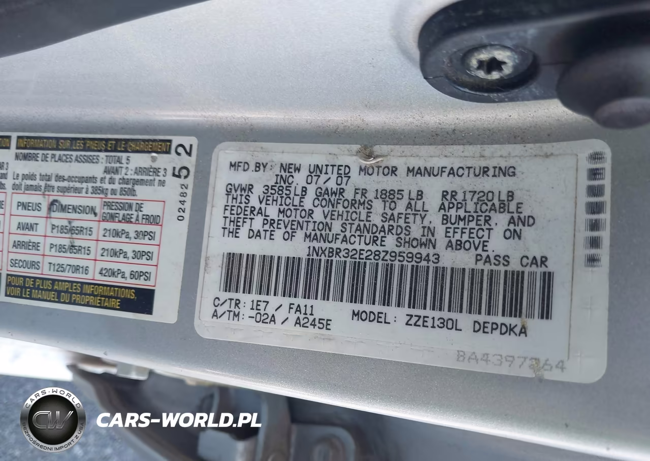 2008 Toyota Corolla Ce VIN:1NXBR32E28Z959943 - 9