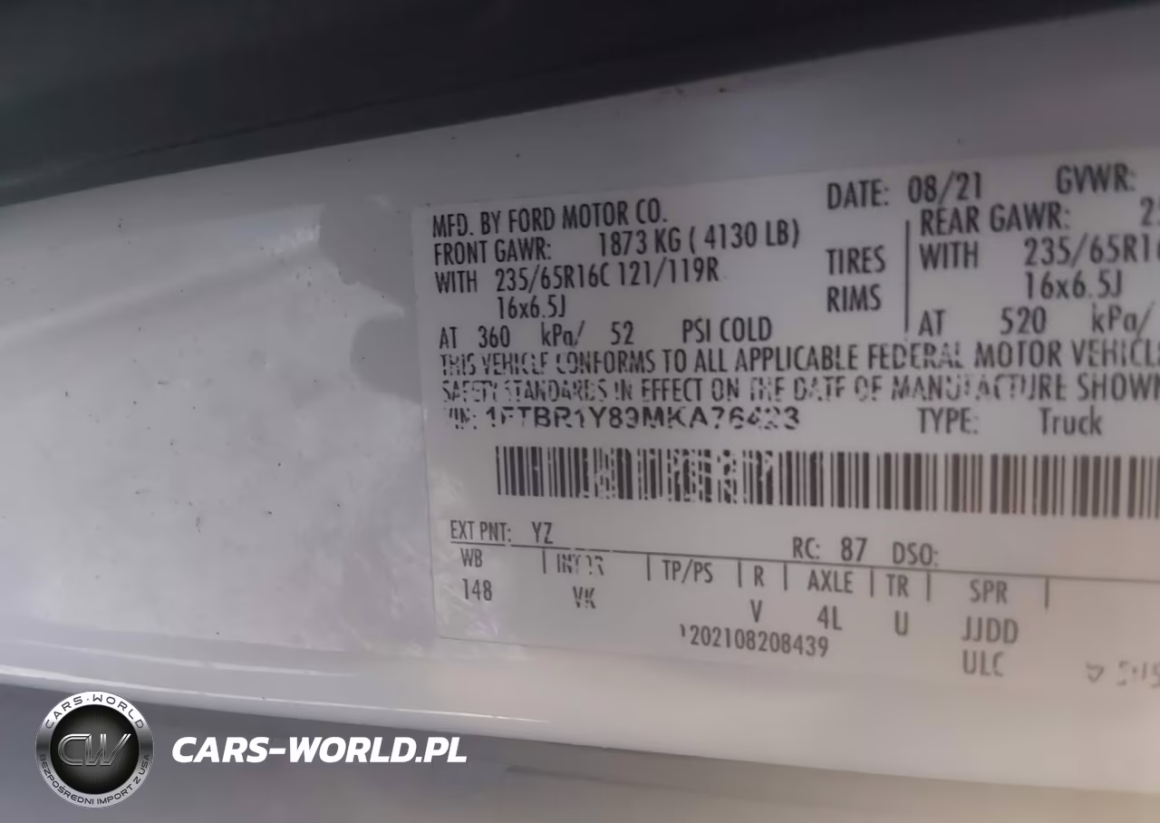 2021 Ford Transit-250 VIN:1FTBR1Y89MKA76423 - 4