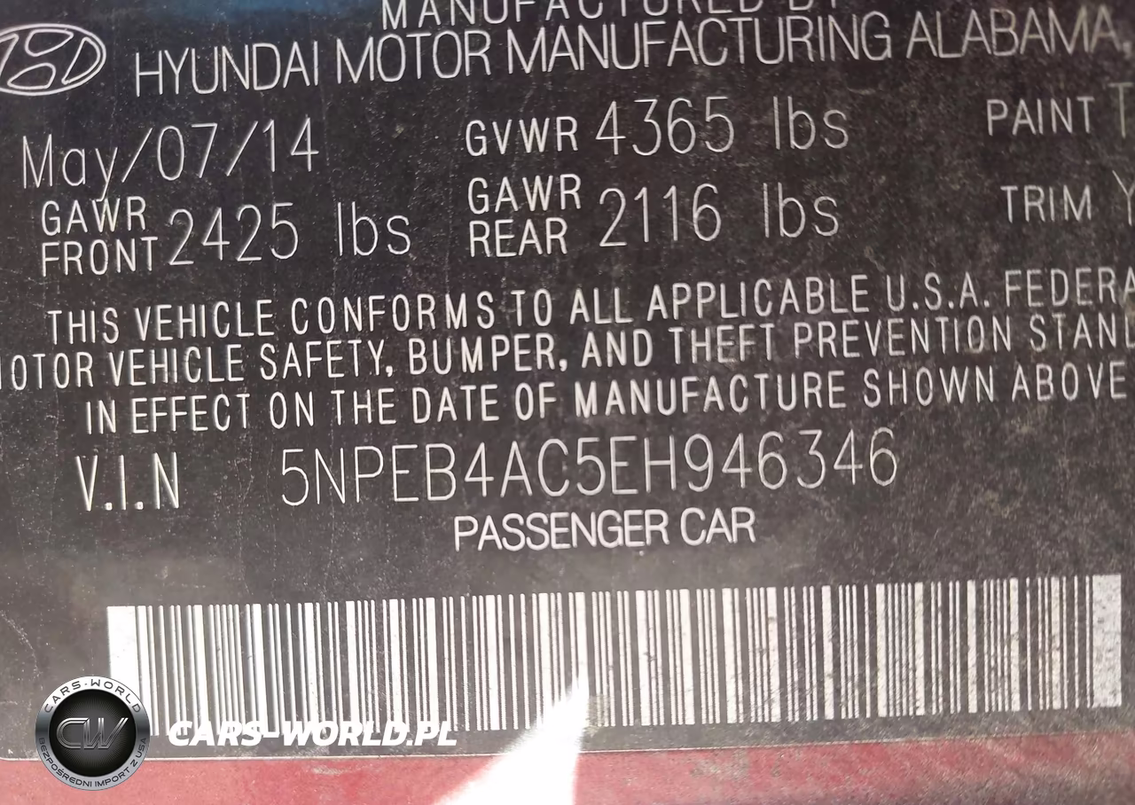 2014 Hyundai Sonata Gls VIN:5NPEB4AC5EH946346 - 9