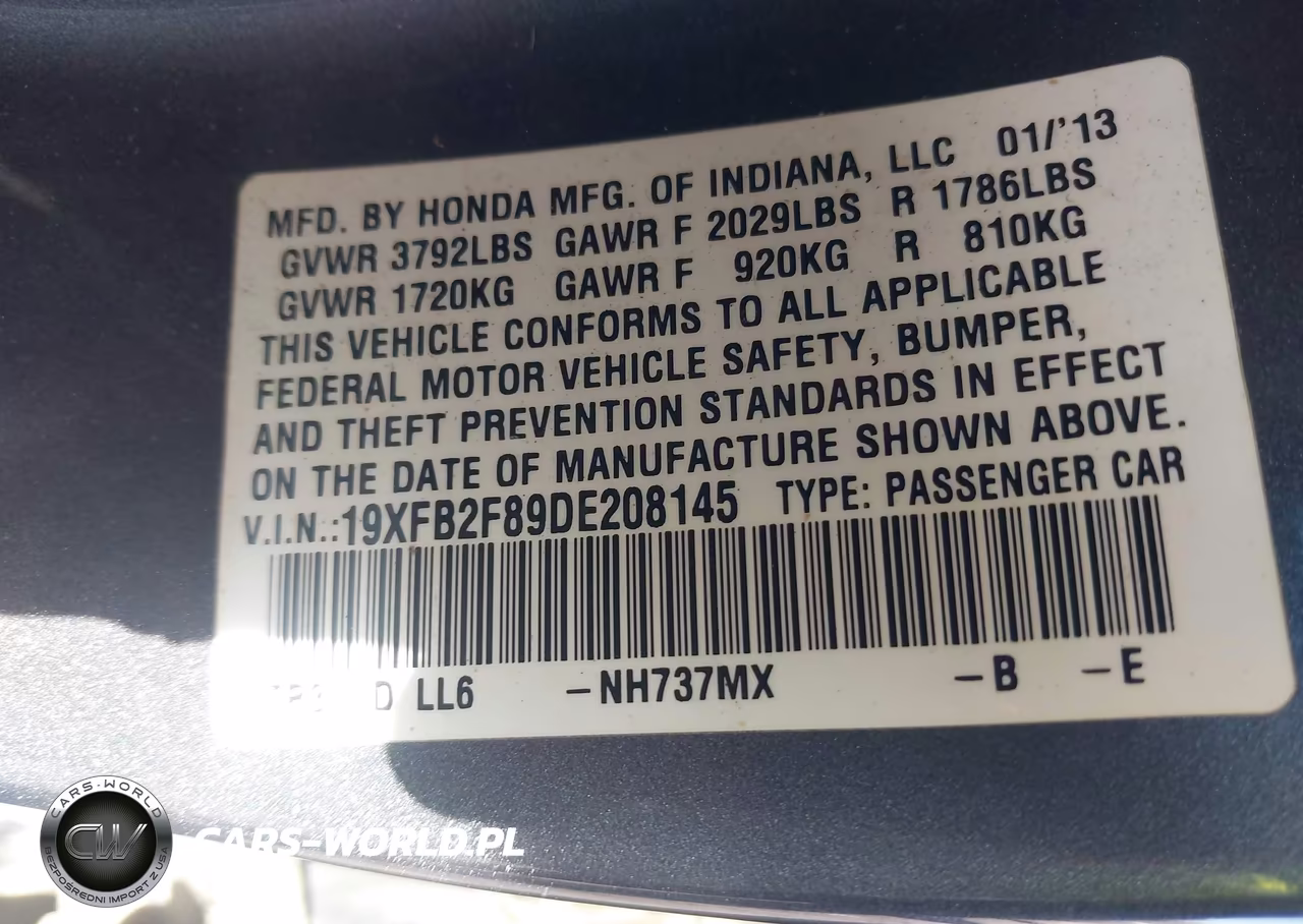 2013 Honda Civic Ex VIN:19XFB2F89DE208145 - 9