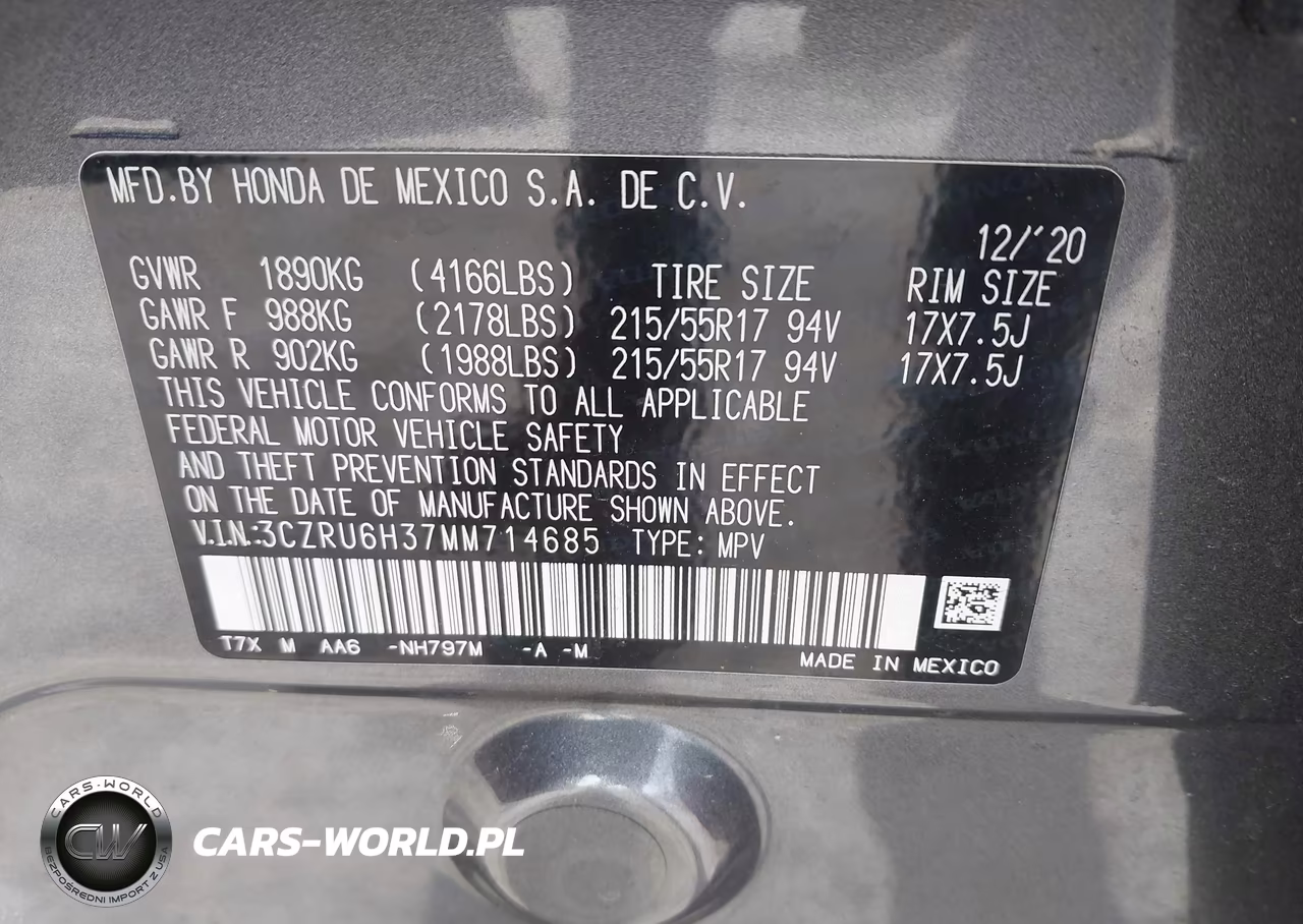 2021 Honda Hr-V Awd Lx VIN:3CZRU6H37MM714685 - 9