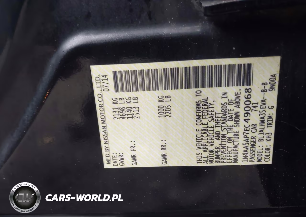 2014 NISSAN MAXIMA 3.5 SV VIN:1N4AA5AP7EC490068 - 9