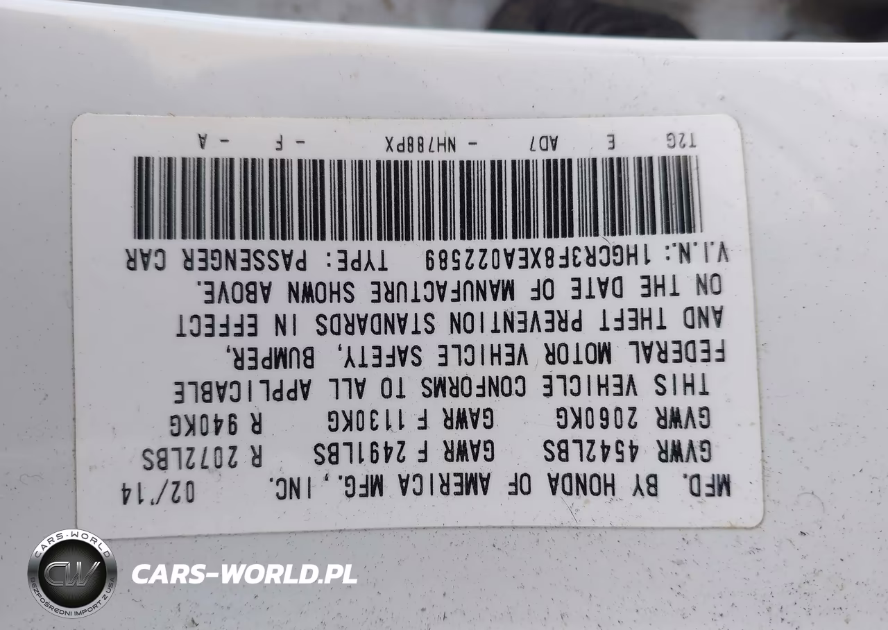 2014 Honda Accord Ex-L V-6 VIN:1HGCR3F8XEA022589 - 9