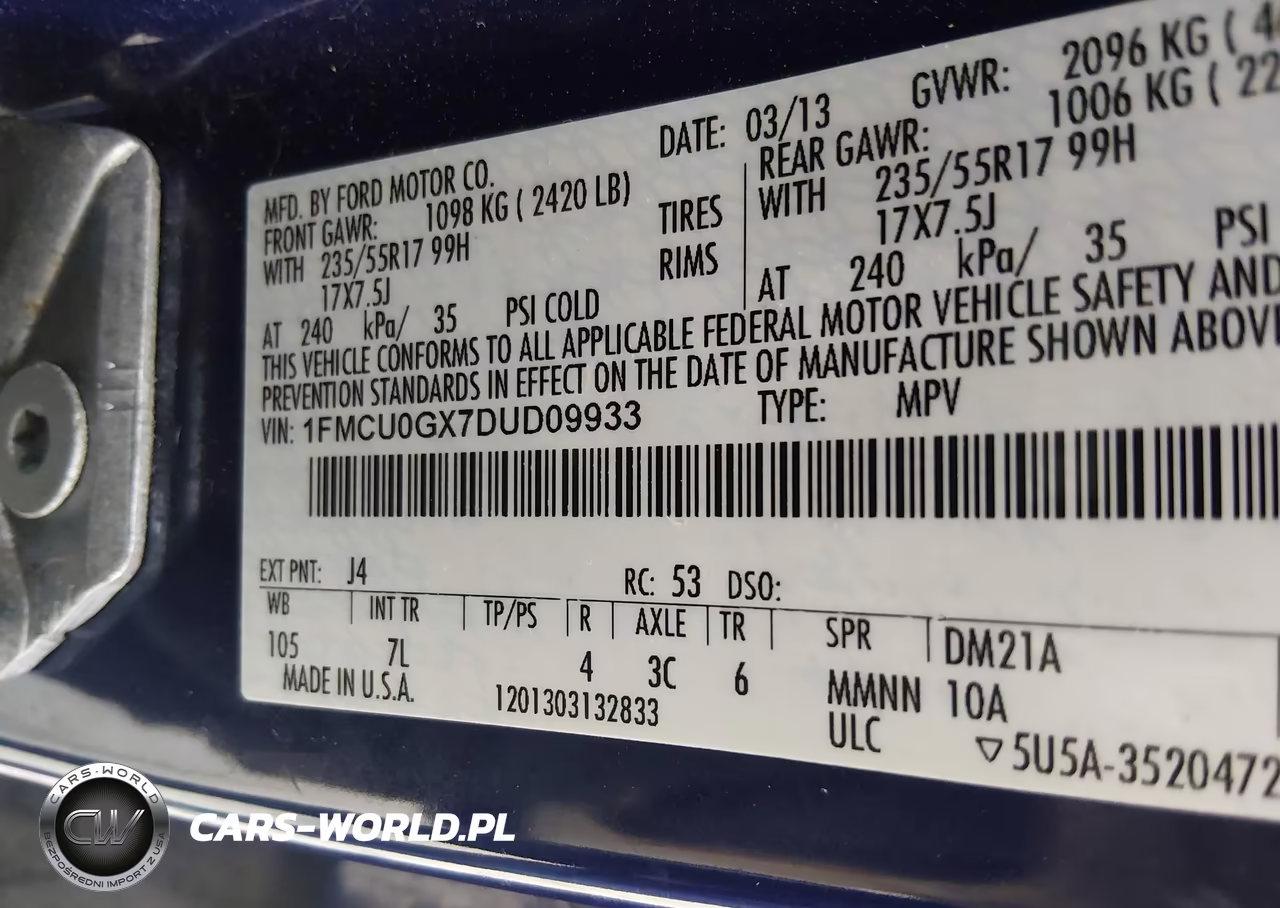 2013 Ford Escape Se VIN:1FMCU0GX7DUD09933 - 9
