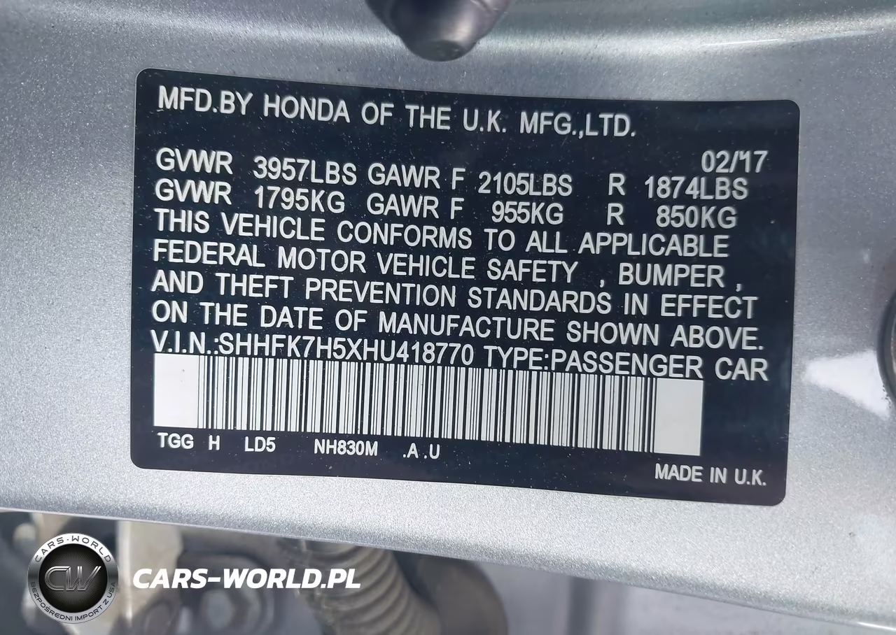 2017 Honda Civic Ex VIN:SHHFK7H5XHU418770 - 9
