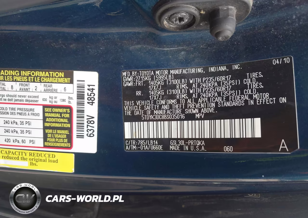 2011 Toyota Sienna Xle V6 VIN:5TDYK3DC8BS035016 - 9