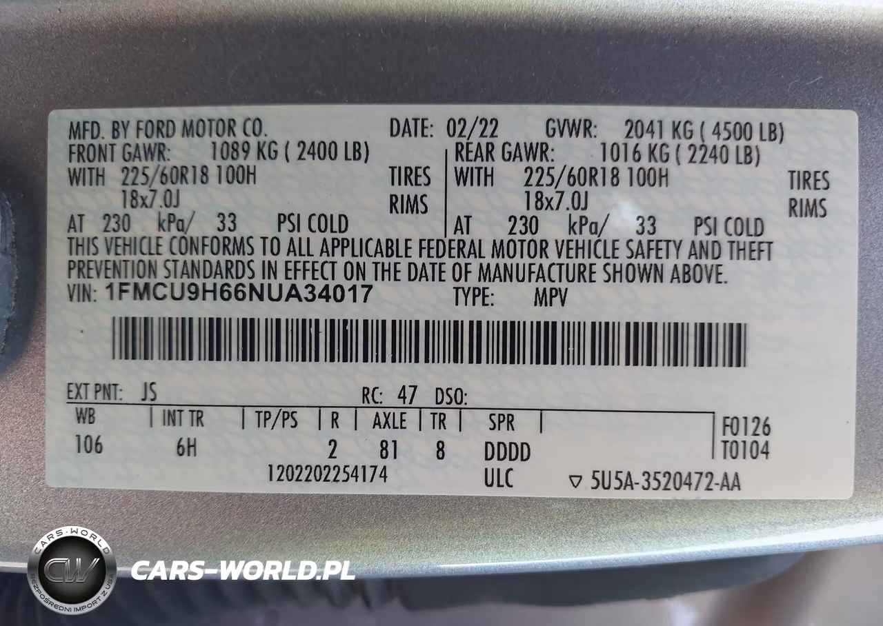 2022 Ford Escape Sel VIN:1FMCU9H66NUA34017 - 9