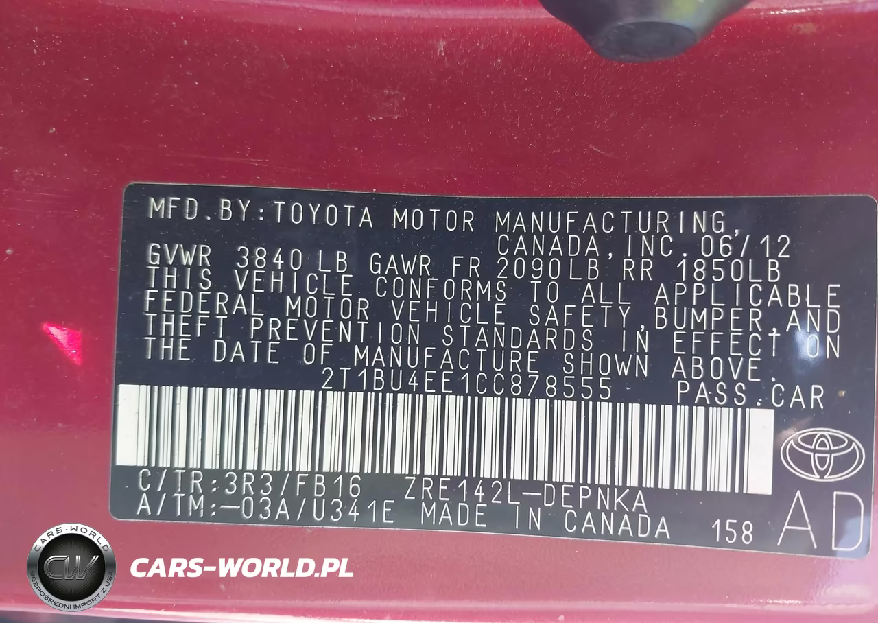 2012 Toyota Corolla Le VIN:2T1BU4EE1CC878555 - 9
