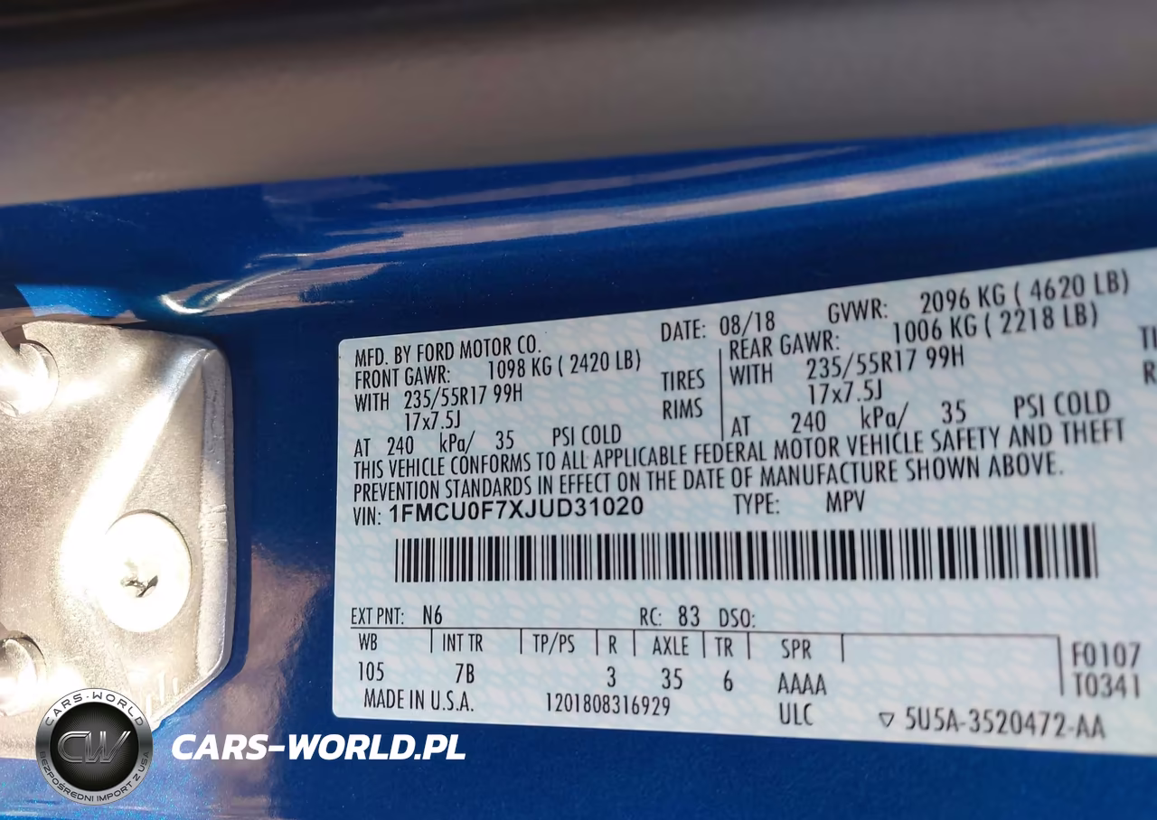 2018 Ford Escape S VIN:1FMCU0F7XJUD31020 - 9
