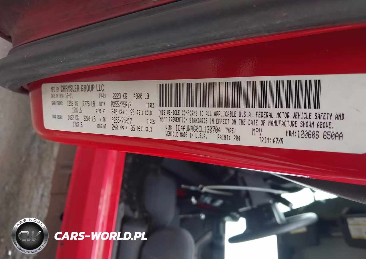 2012 Jeep Wrangler Sport VIN:1C4AJWAG0CL130704 - 9