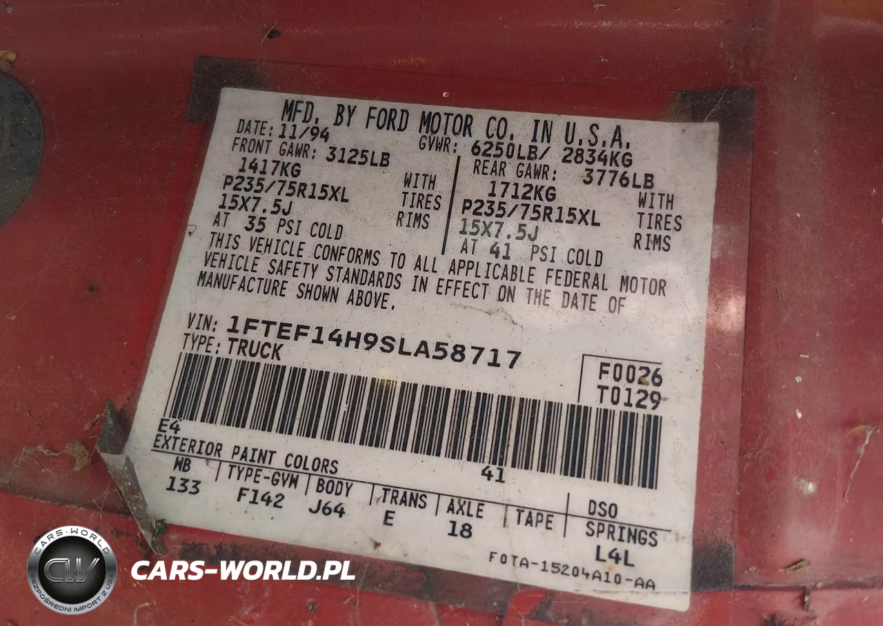 1995 Ford F150 VIN:1FTEF14H9SLA58717 - 9