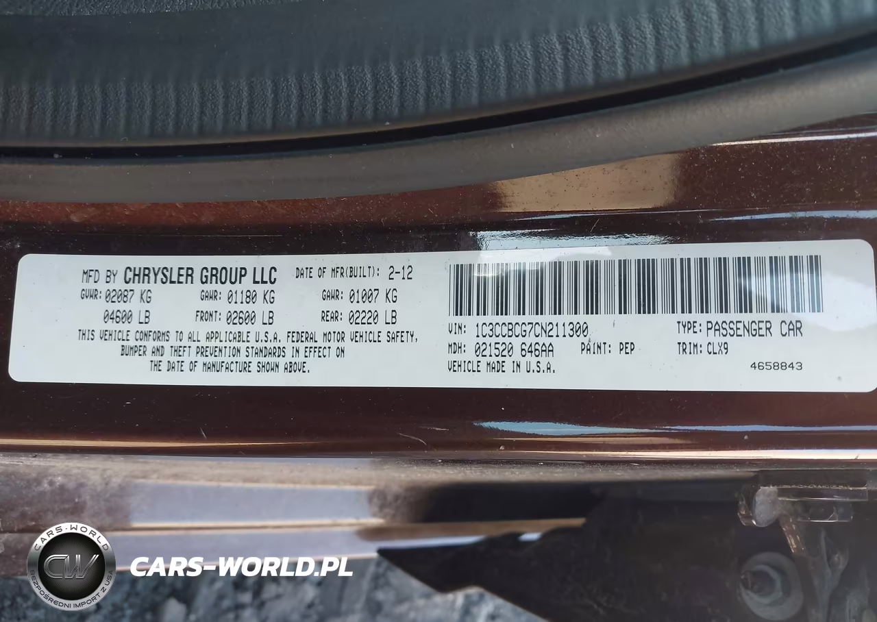 2012 Chrysler 200 Limited VIN:1C3CCBCG7CN211300 - 9