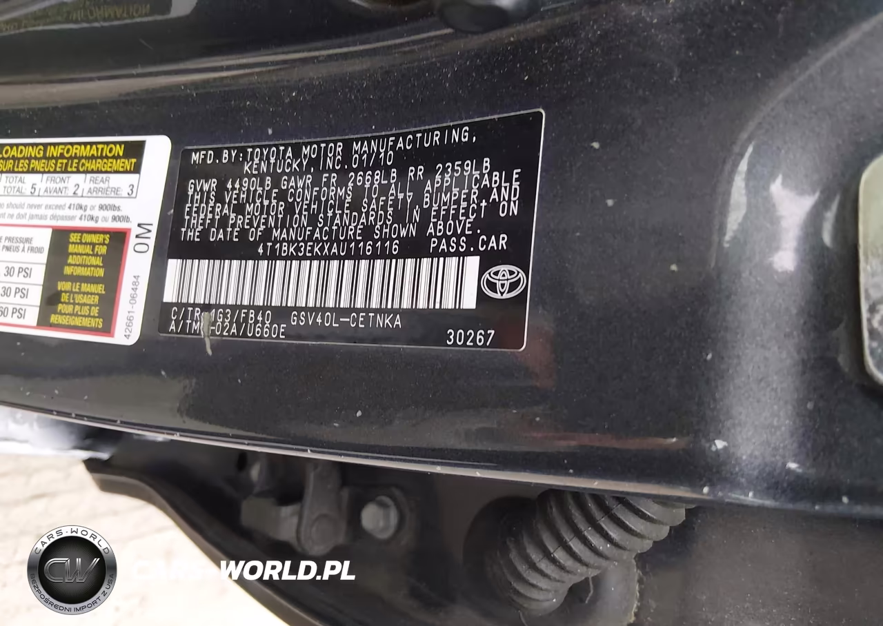 2010 Toyota Camry Le V6 VIN:4T1BK3EKXAU116116 - 9