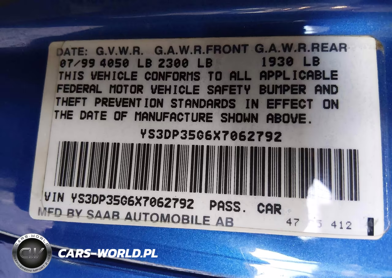 1999 Saab 9-3 Viggen VIN:YS3DP35G6X7062792 - 9