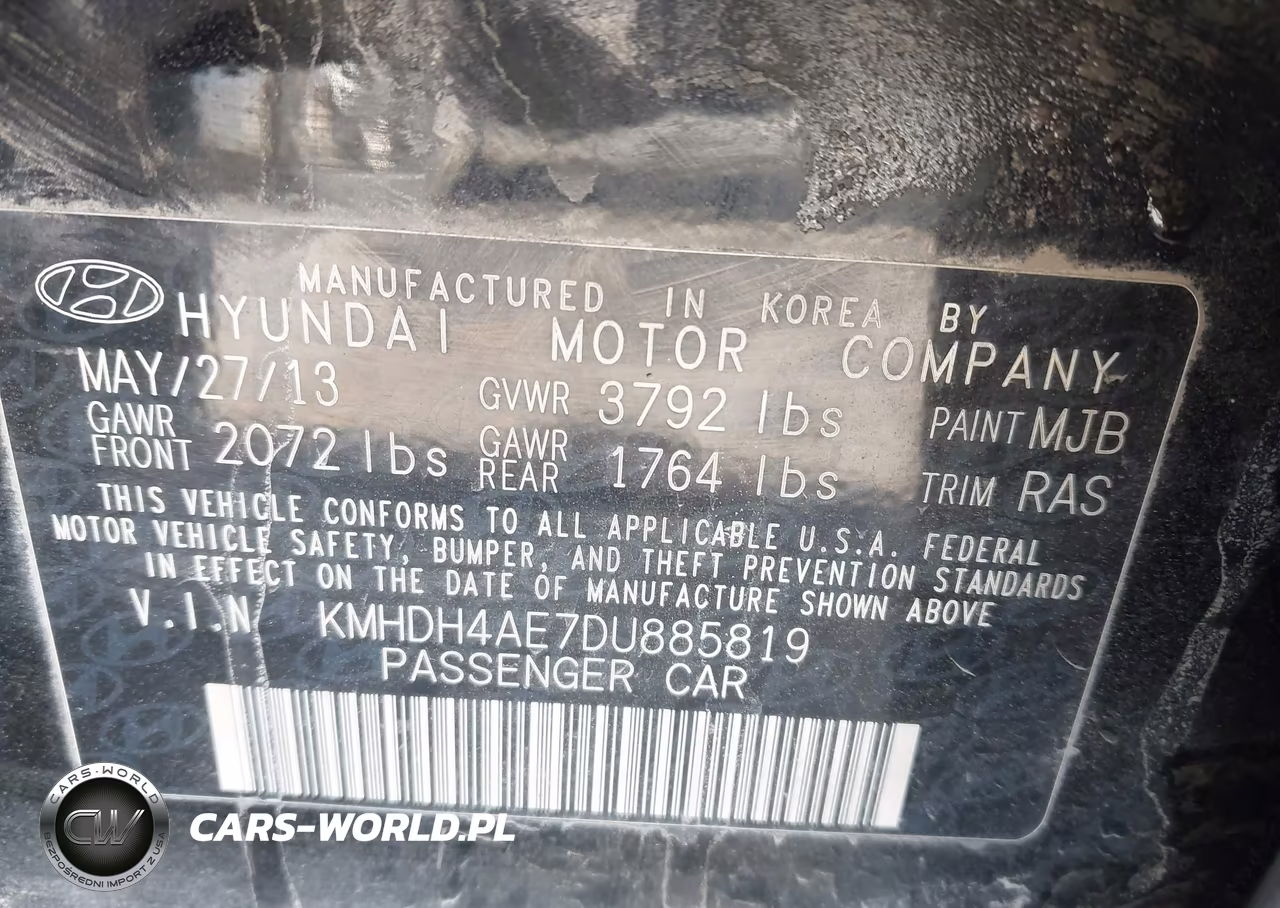 2013 Hyundai Elantra Gls VIN:KMHDH4AE7DU885819 - 9