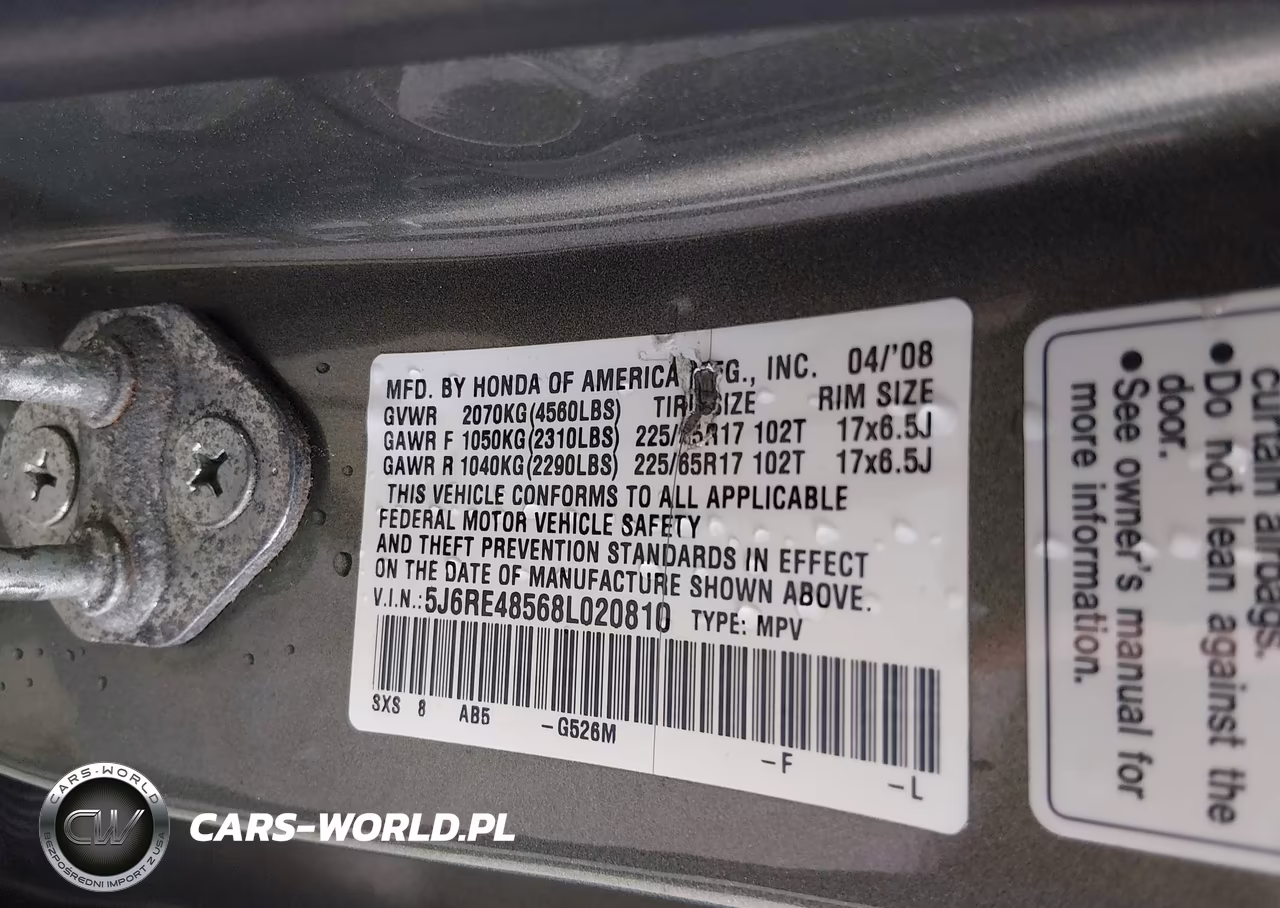 2008 Honda Cr-V Ex VIN:5J6RE48568L020810 - 9