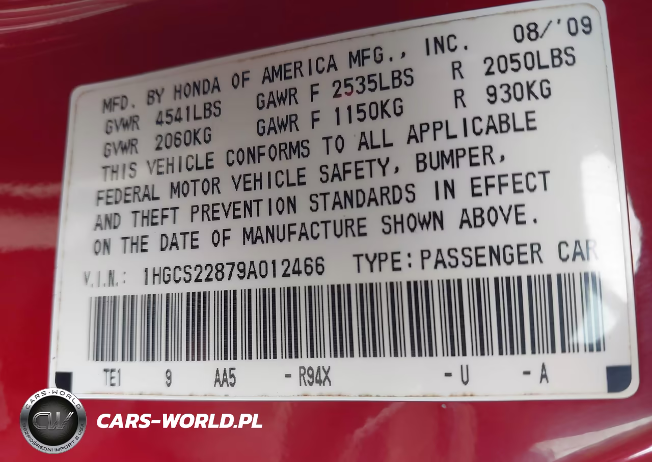 2009 Honda Accord 3.5 Ex-L VIN:1HGCS22879A012466 - 9