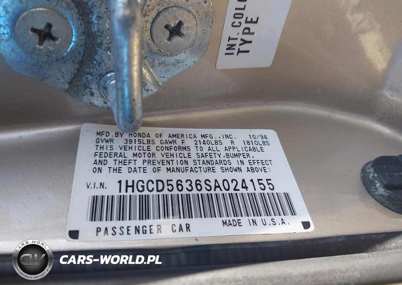 1995 Honda Accord Lx-Ex VIN:1HGCD5636SA024155 - 9