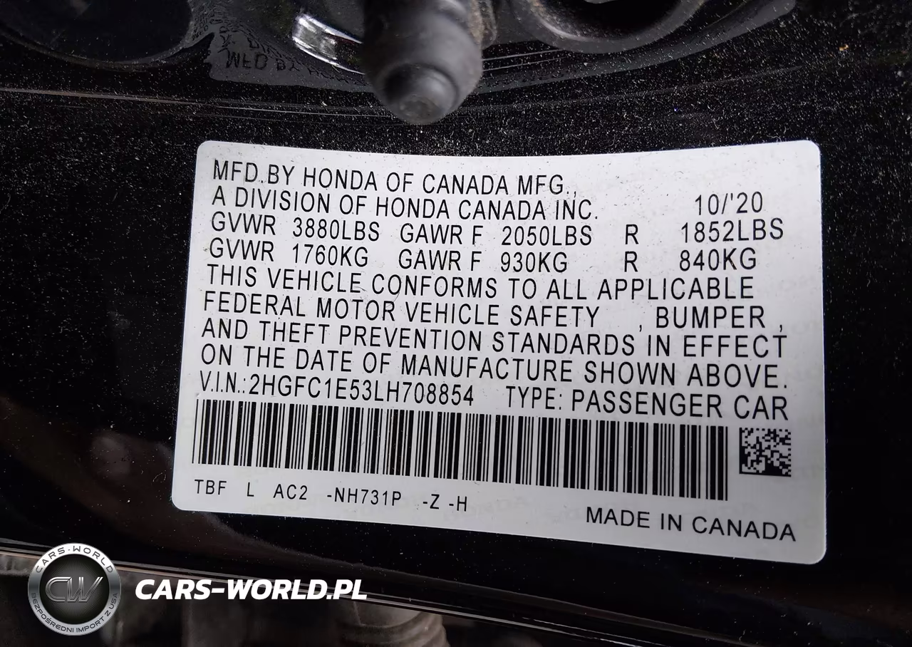 2020 Honda Civic Si Sedan VIN:2HGFC1E53LH708854 - 9