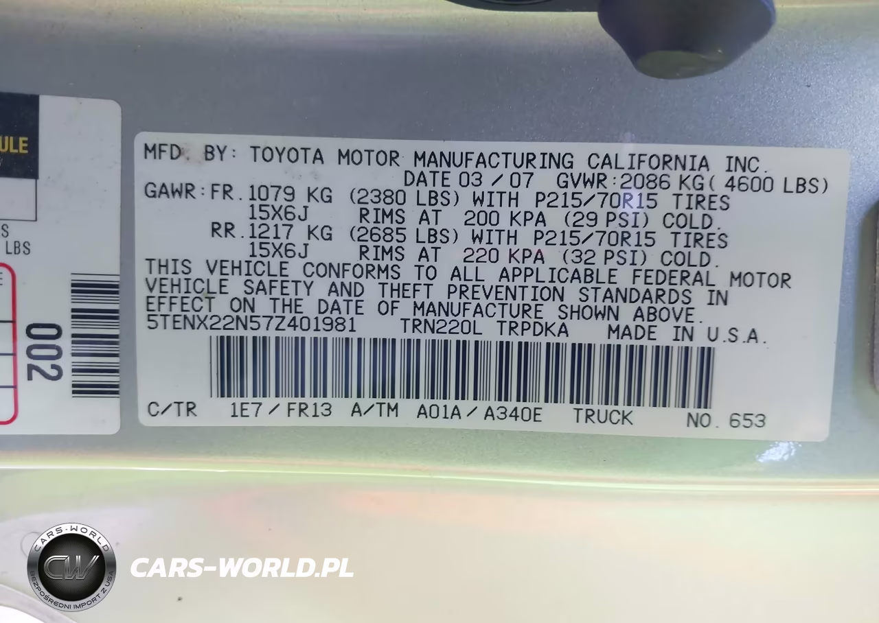 2007 Toyota Tacoma VIN:5TENX22N57Z401981 - 9
