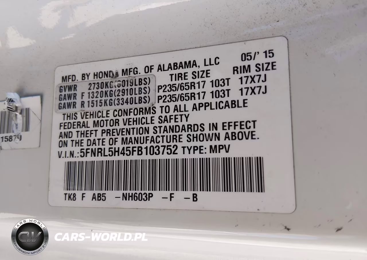 2015 Honda Odyssey Ex VIN:5FNRL5H45FB103752 - 9