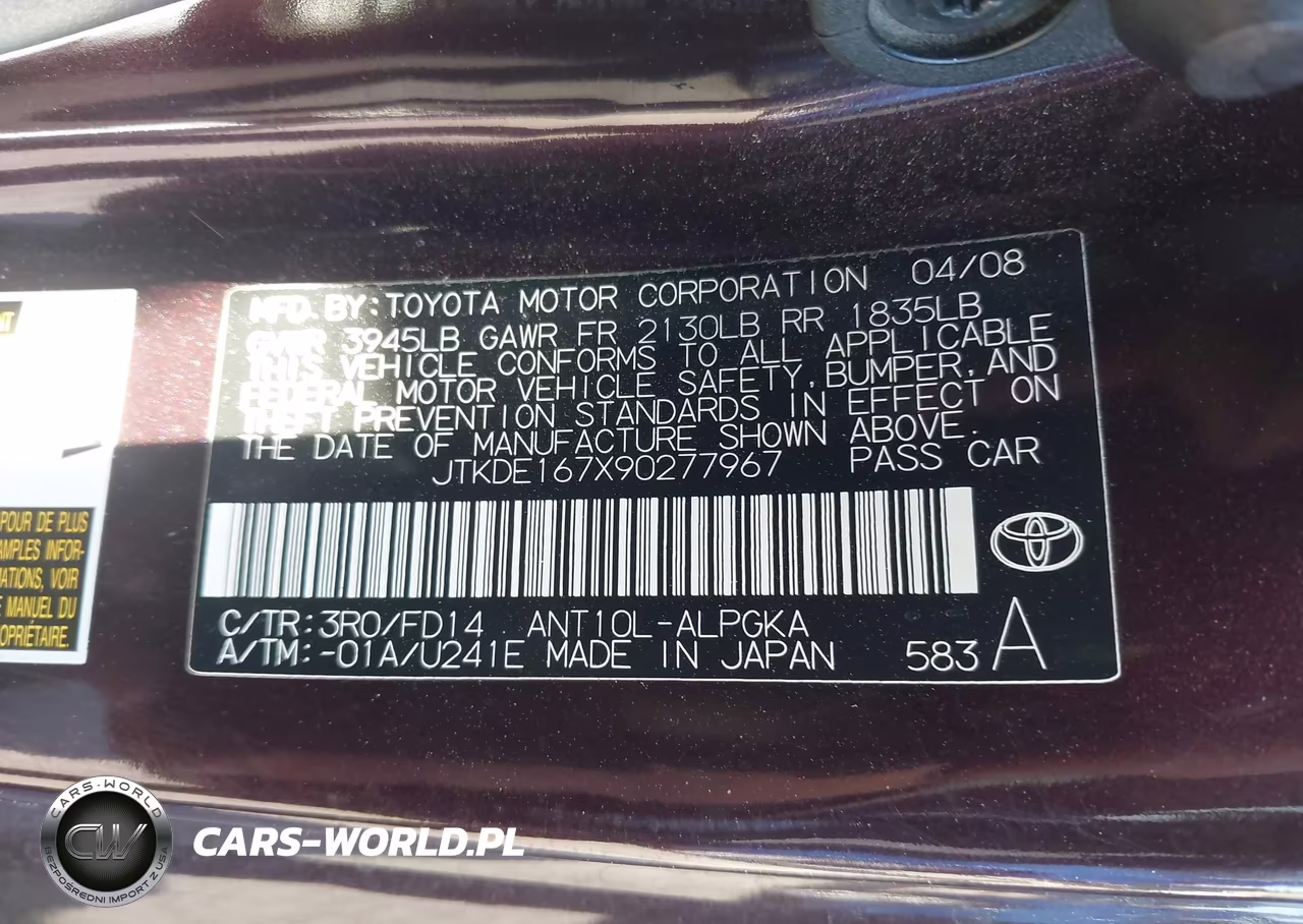 2009 Scion Tc VIN:JTKDE167X90277967 - 9