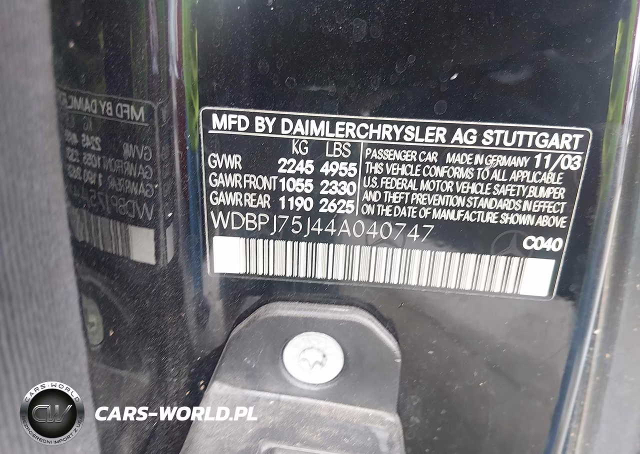 2004 Mercedes-Benz Cl 500 VIN:WDBPJ75J44A040747 - 9
