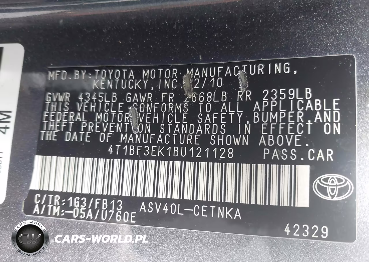 2011 Toyota Camry Le VIN:4T1BF3EK1BU121128 - 9