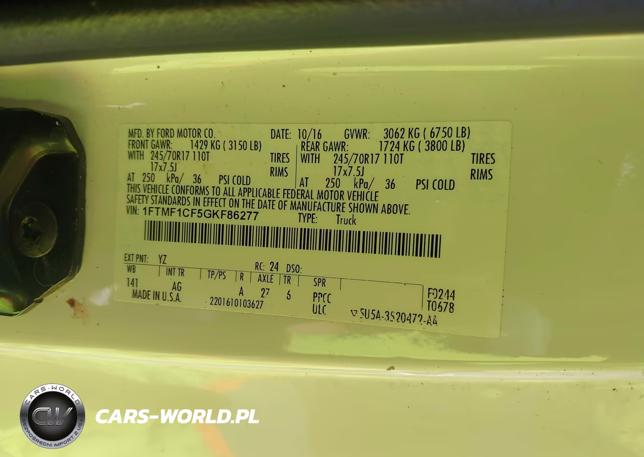 2016 Ford F-150 Xl VIN:1FTMF1CF5GKF86277 - 9