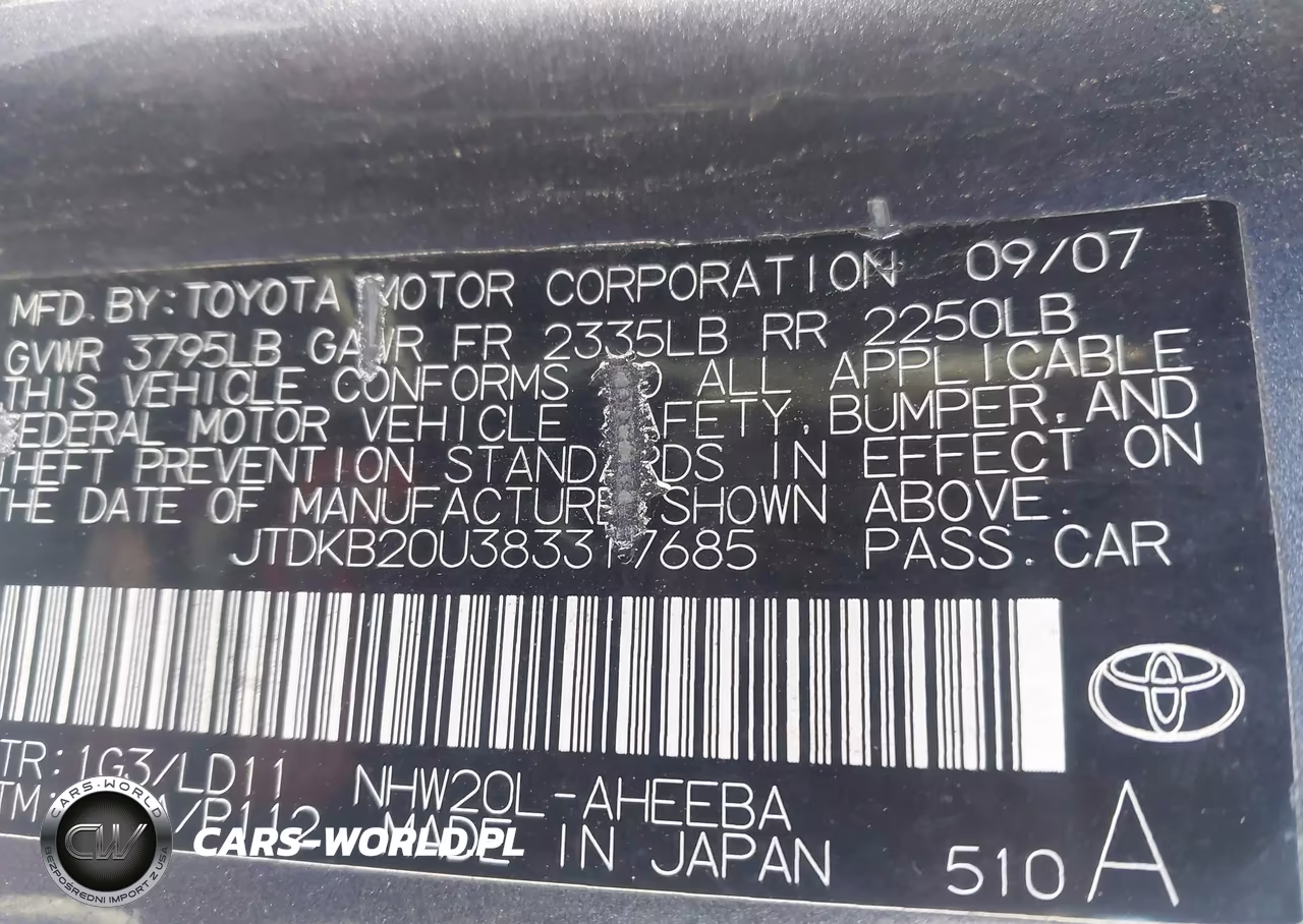 2008 Toyota Prius VIN:JTDKB20U383317685 - 9