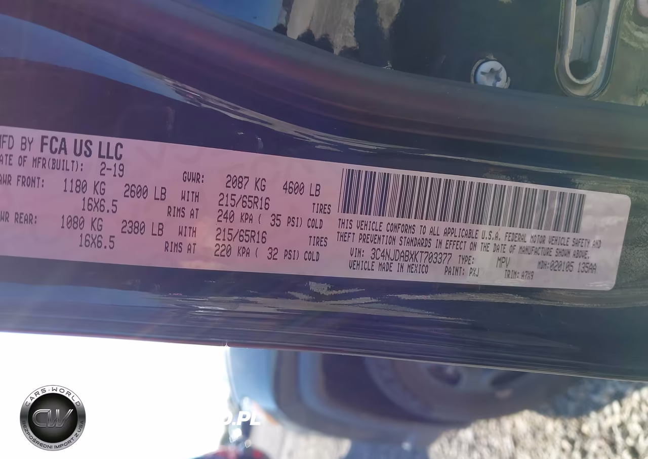 2019 Jeep Compass Sport 4X4 VIN:3C4NJDABXKT703377 - 9