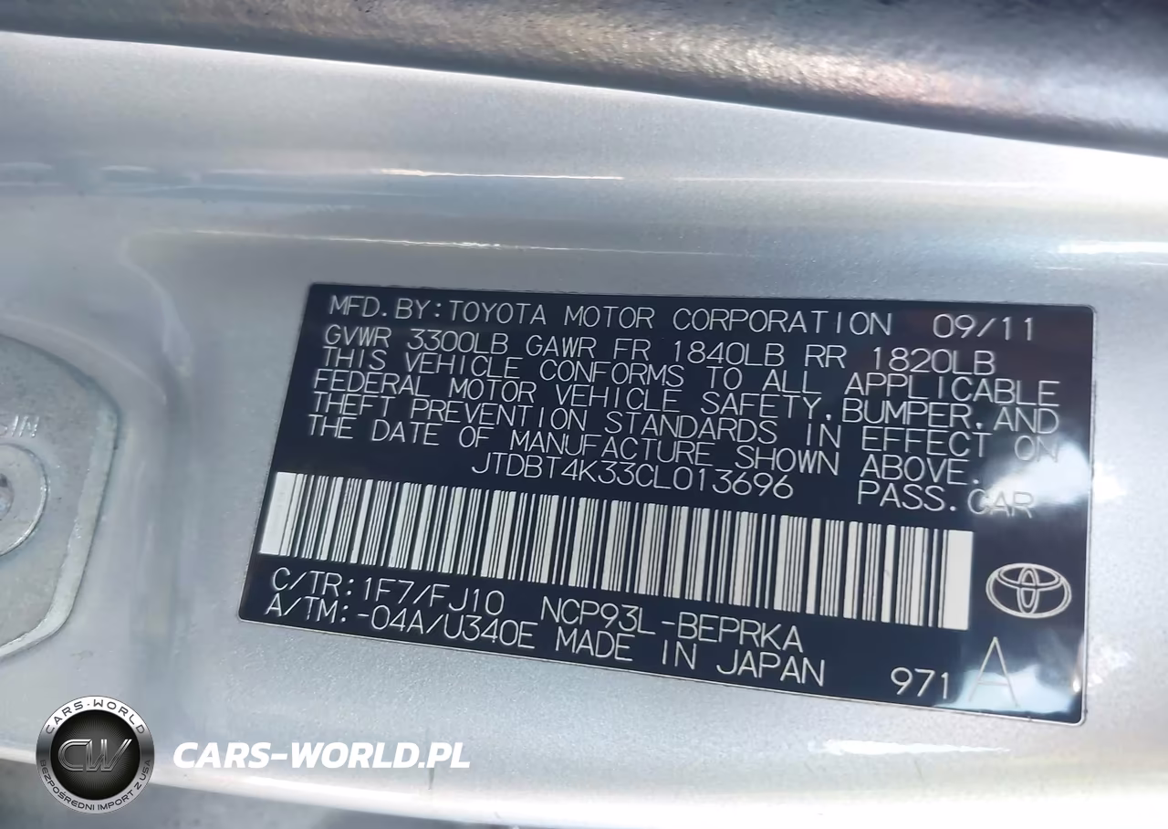 2012 Toyota Yaris VIN:JTDBT4K33CL013696 - 9