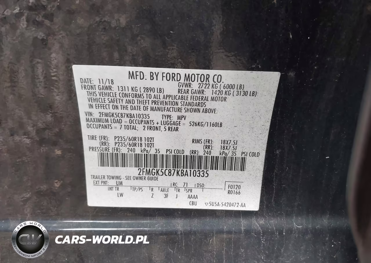 2019 Ford Flex Sel VIN:2FMGK5C87KBA10335 - 9