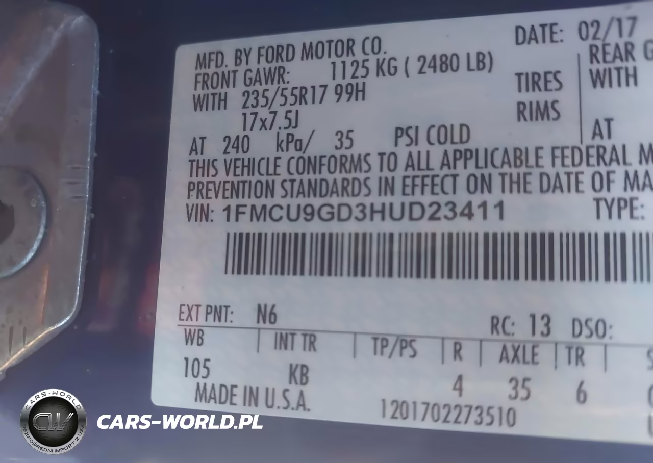 2017 Ford Escape Se VIN:1FMCU9GD3HUD23411 - 9