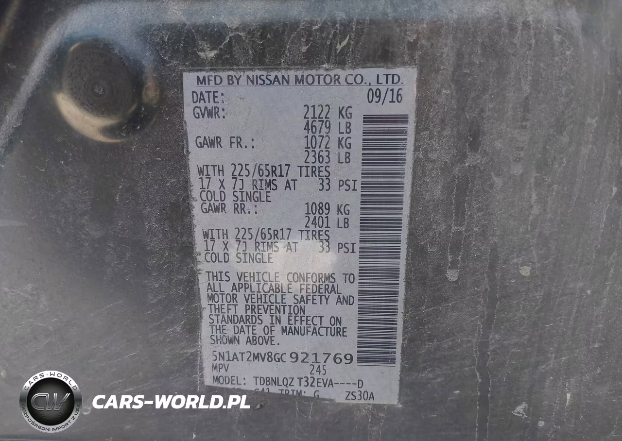 2016 Nissan Rogue Sv VIN:5N1AT2MV8GC921769 - 9