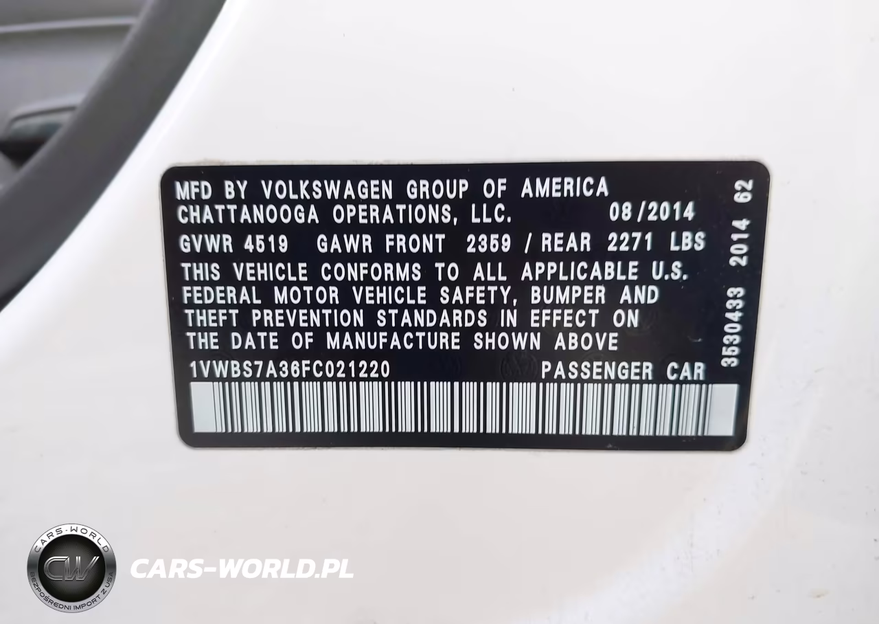 2015 Volkswagen Passat 1.8T Sport VIN:1VWBS7A36FC021220 - 9