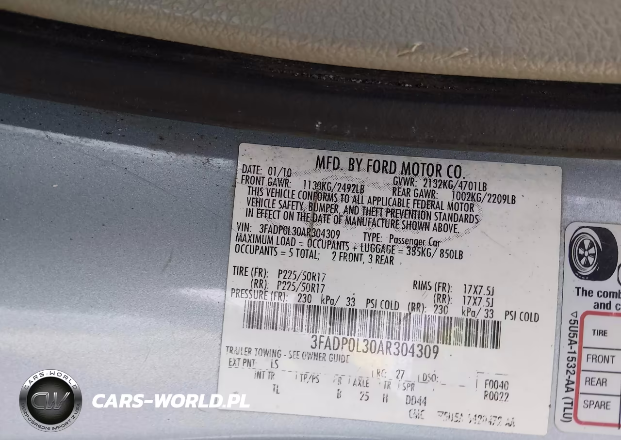 2010 Ford Fusion Hybrid VIN:3FADP0L30AR304309 - 9