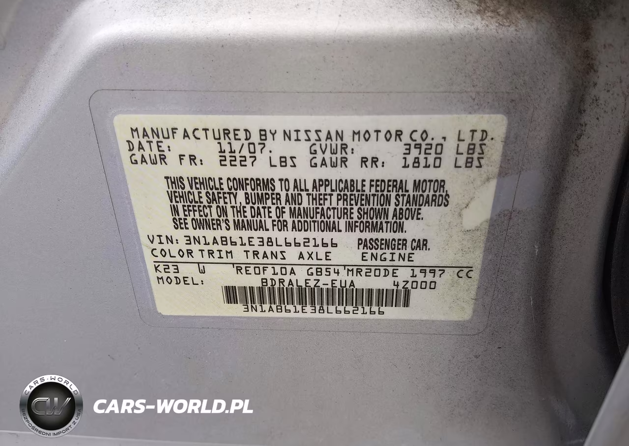 2008 Nissan Sentra 2.0S VIN:3N1AB61E38L662166 - 9
