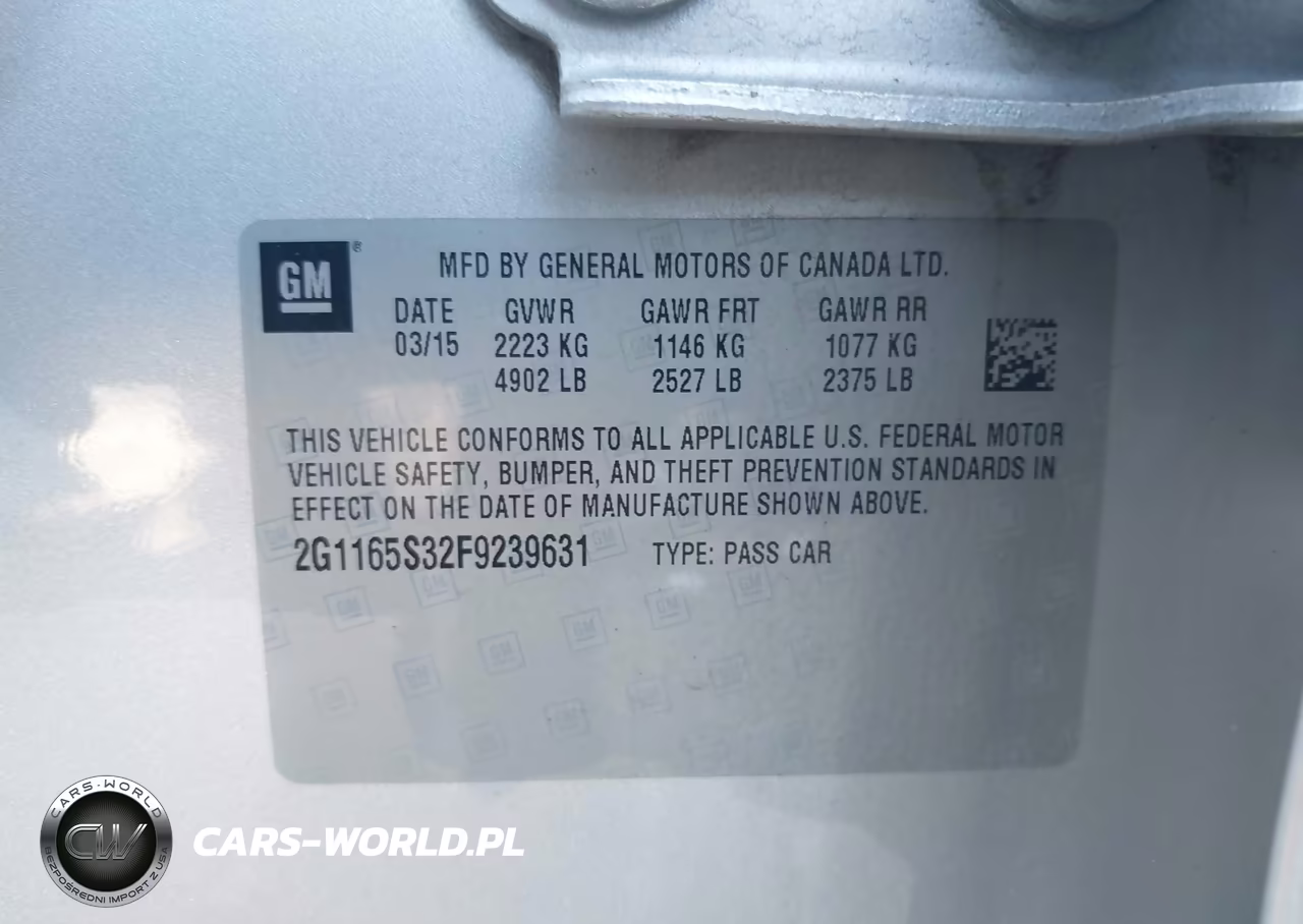 2015 Chevrolet Impala 2Lz VIN:2G1165S32F9239631 - 9