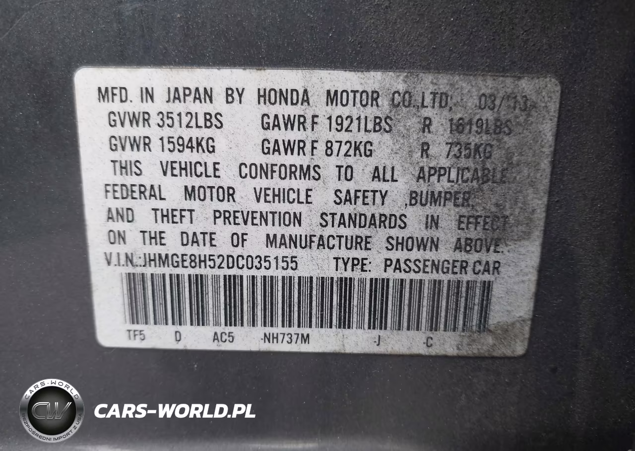 2013 Honda Fit Sport VIN:JHMGE8H52DC035155 - 9