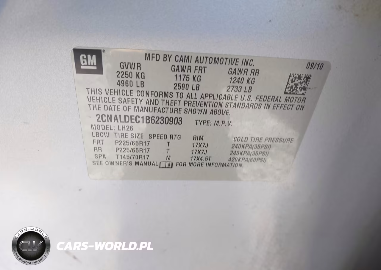 2011 Chevrolet Equinox 1Lt VIN:2CNALDEC1B6230903 - 9
