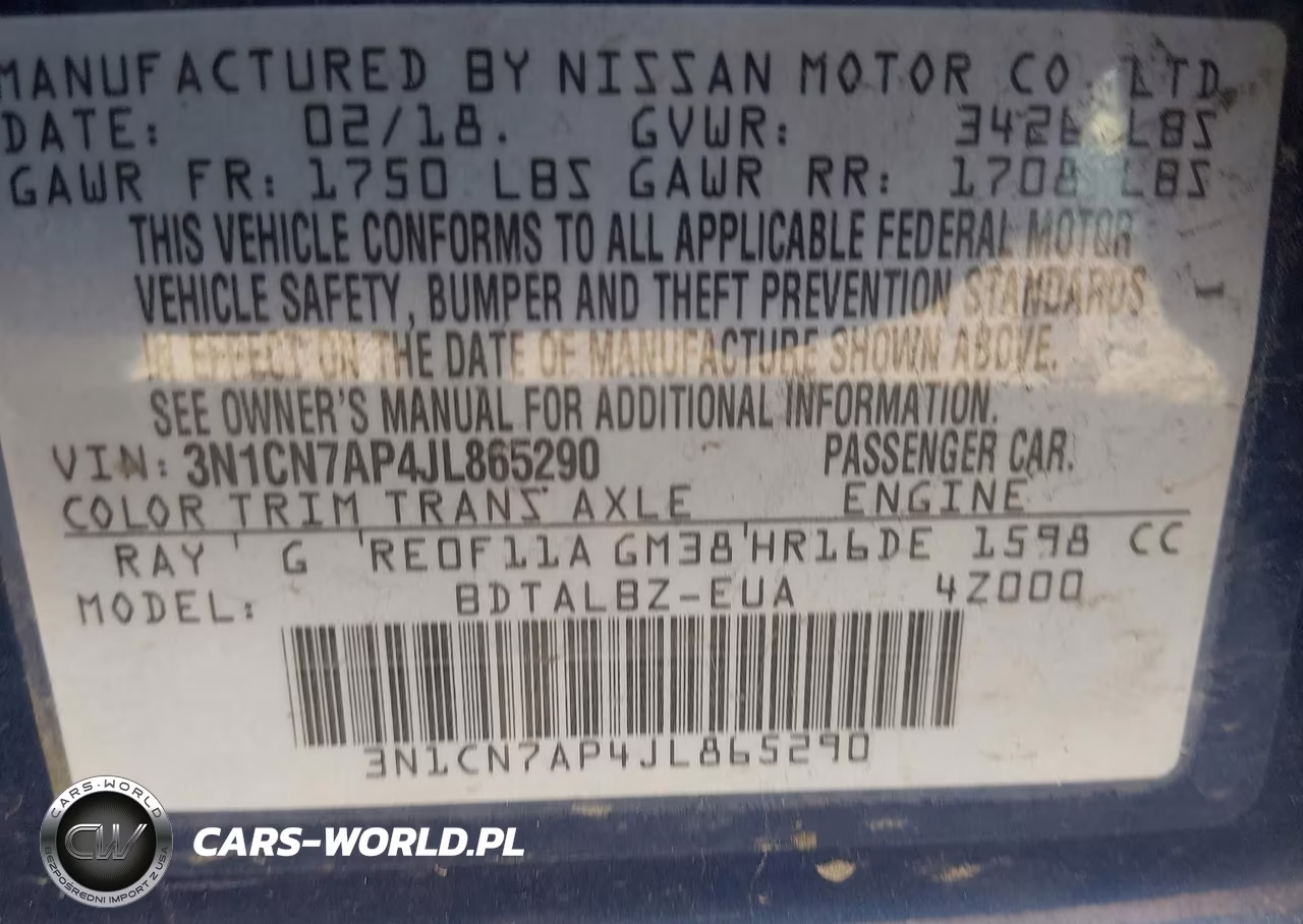 2018 Nissan Versa 1.6 Sv VIN:3N1CN7AP4JL865290 - 9