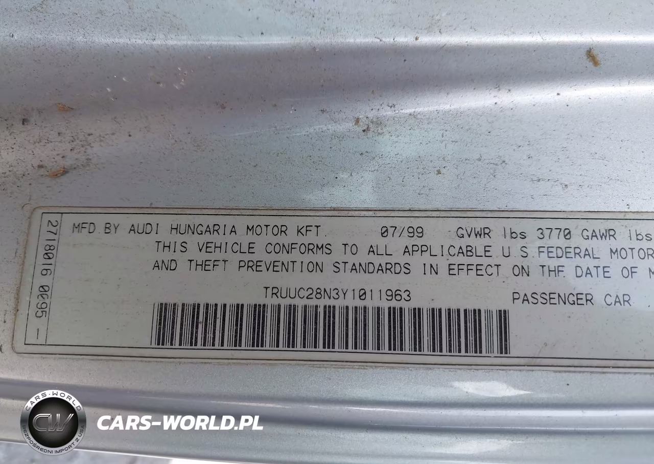 2000 Audi Tt VIN:TRUUC28N3Y1011963 - 9
