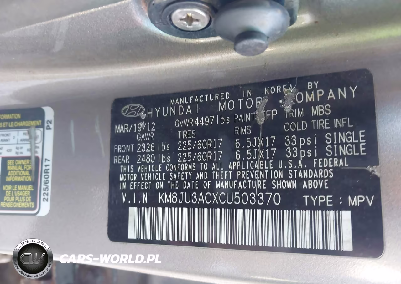 2012 Hyundai Tucson Gls VIN:KM8JU3ACXCU503370 - 9