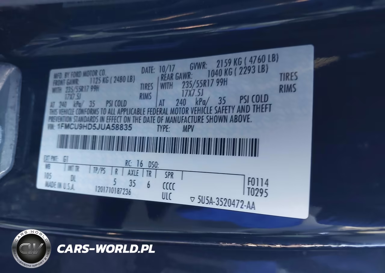 2018 Ford Escape Sel VIN:1FMCU9HD5JUA58835 - 9