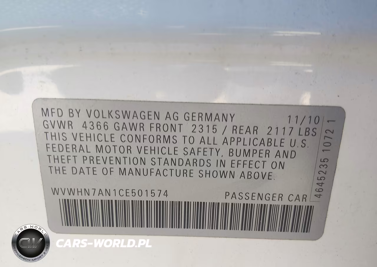 2012 Volkswagen Cc Lux VIN:WVWHN7AN1CE501574 - 9