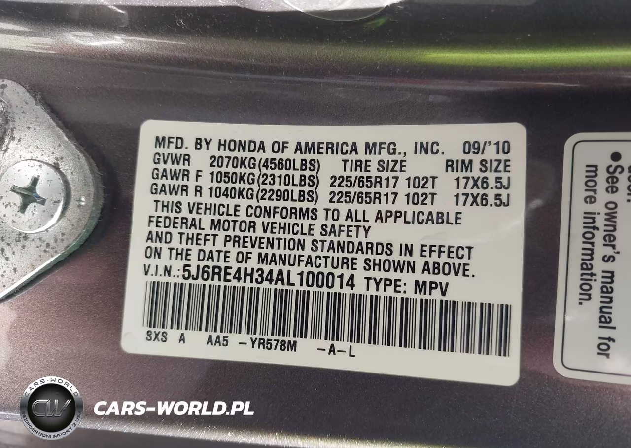 2010 Honda Cr-V Lx VIN:5J6RE4H34AL100014 - 9